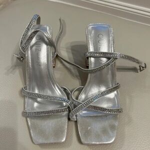 Silver Strappy Women's Heels